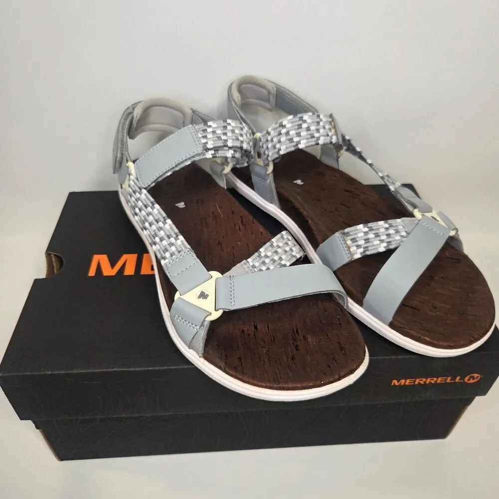 Merrell Around Town Sunvue Women's Sz 9 Woven Sandal High Rise Grey Comfort Hike